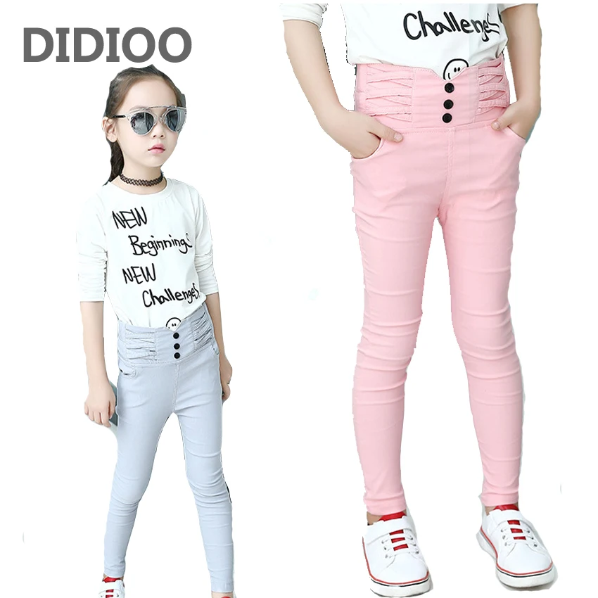 

Trousers for Girls Skinny Pants Children Pencil Pants Girls Solid Leggings Big Size Kids Bottom 8 9 12 14 Years High Waist Pants