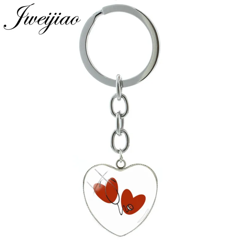 

JWEIJIAO Custom Red Love Heart stethoscope Keychain Heart Shape Pendant Key Chain Keyrings For Nurse Vet Medical Student SE46