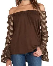 Hombro moda Mujeres del Otoño Tops 2017 Blusa Femenina Floja Ocasional Camisa Para Mujer de Manga Larga Blusas Tallas grandes LJ4943C