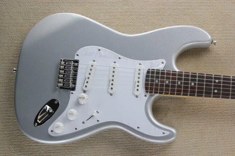 

Free Shipping China Custom Guitar new Silver grey color Rosewood fingerboard ST Electric Guitar 914 stratocaster