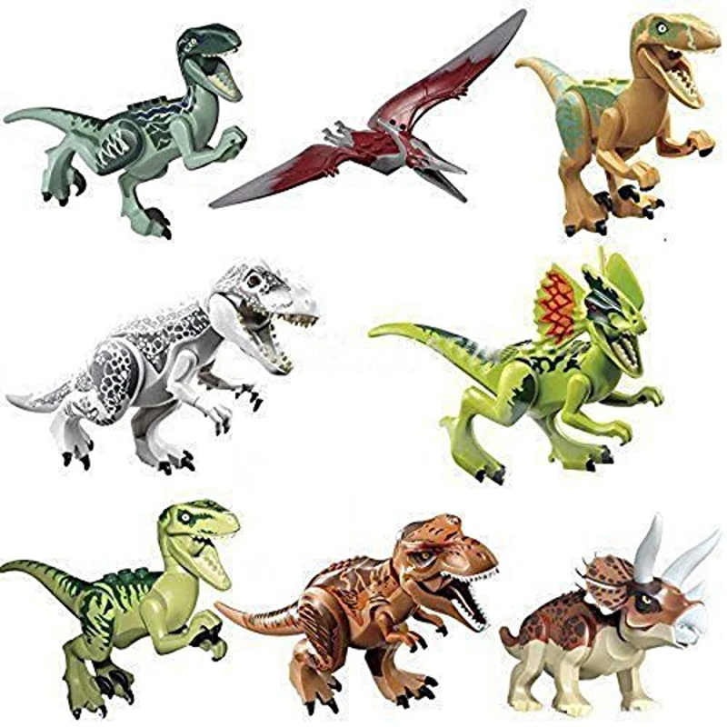 8pcs lot Dinosaurs of Jurassic Figure World movie font b Toy b font DIY Building font