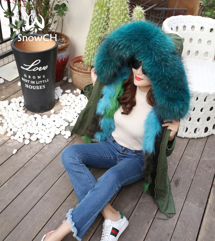 Top 2018 new fashion women luxurious Large raccoon fur collar hooded coat warm Fox fur liner parkas long winter jacket F939 10