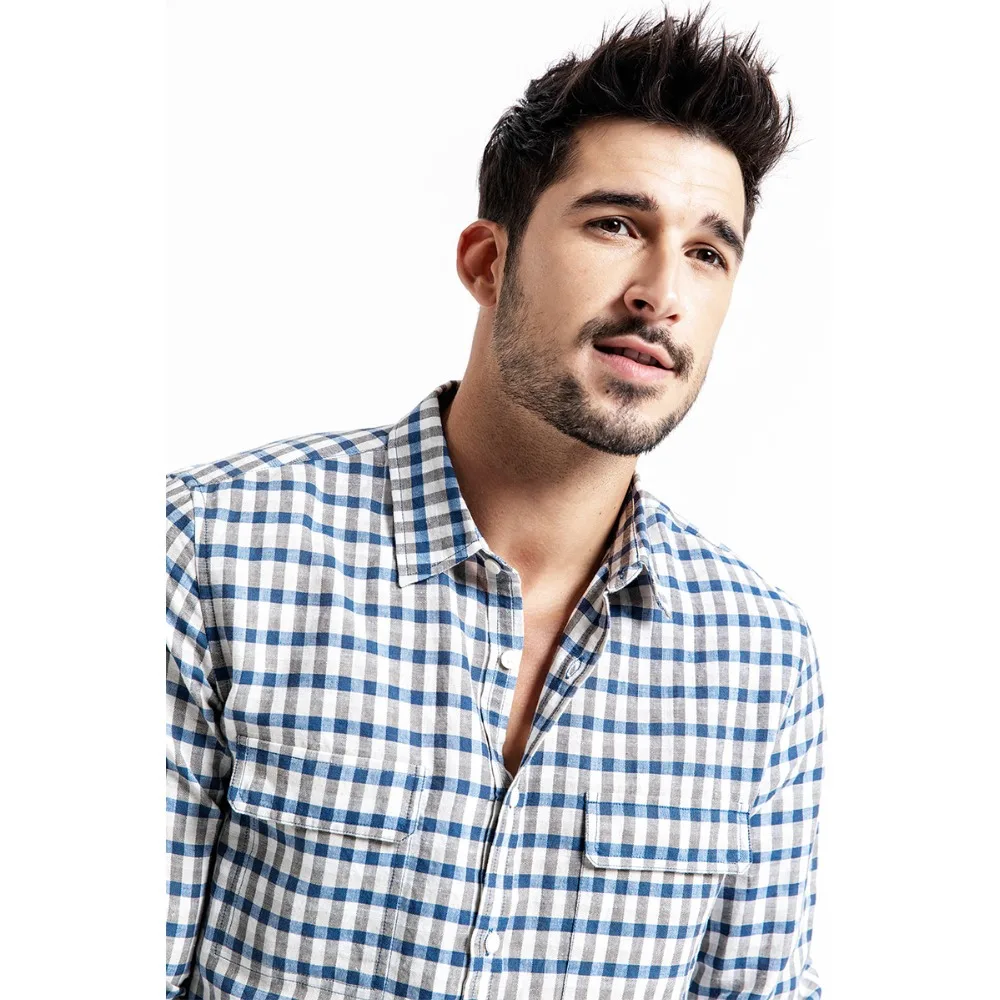 SIMWOOD عارضة قميص الرجال العلامة التجارية الكتان 2019 الخريف أزياء الشارع الشهير كم طويل قمصان مربعة النقش الذكور Camisa الغمد 190174