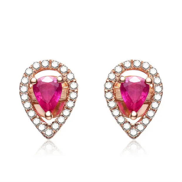 Online Natural Ruby Earrings Diamond For Wedding Women Natural Ruby Earrings Diamond For Wedding Women Gemstone Authentic Brand Fine Jewelry Valentine Drop Design