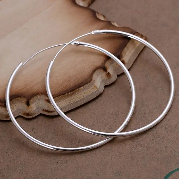 Серьги из серебра 925 пробы Модные Ювелирные серьги гладкие круглые серьги-кольца