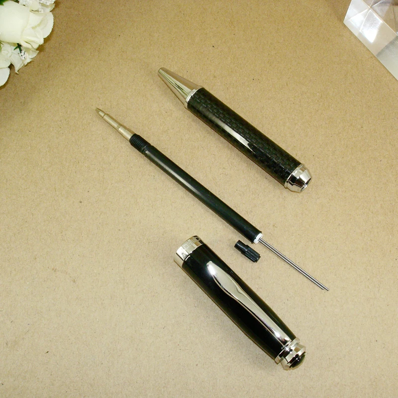 Luxury 2pcs / Lot Classic Office & School Writing Stationery Gift  Sets Ball Pen & Mechanical Pencil Carbon Fiber Twin Pen Sets