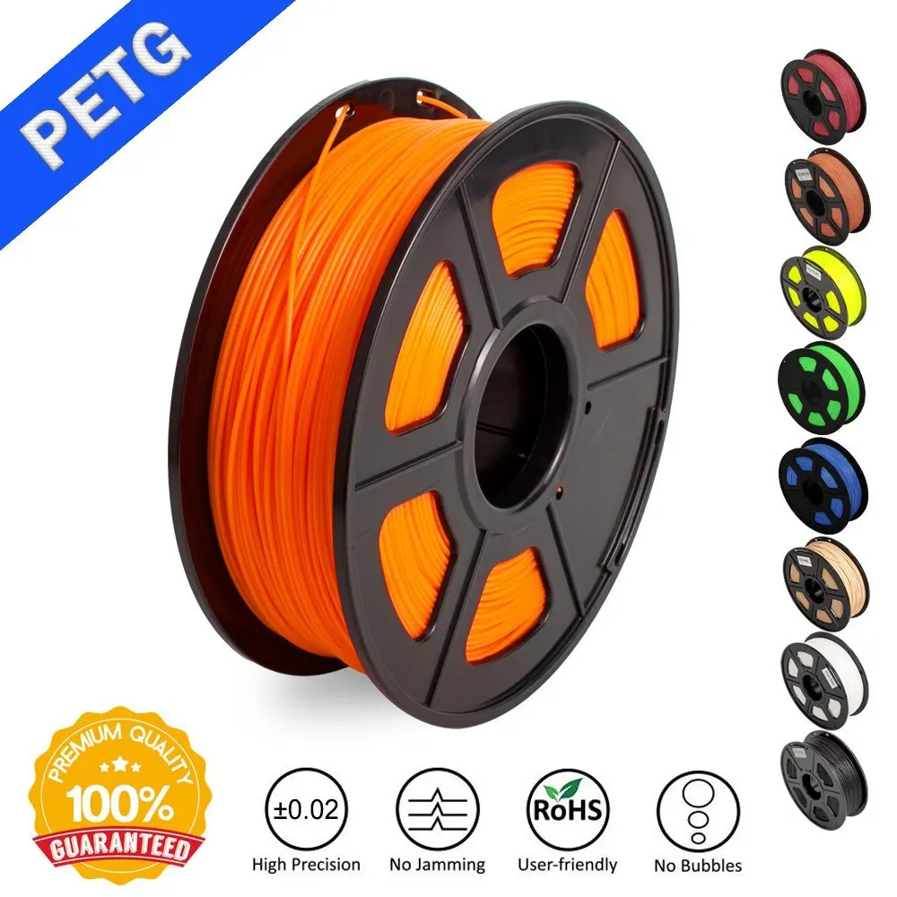 

SUNLU 1.75mm PETG Orange 3D Printer Filament Dimensional Accuracy +/- 0.02mm 2.2 LBS (1KG) Spool 1.75 mm PLA 3D Filament