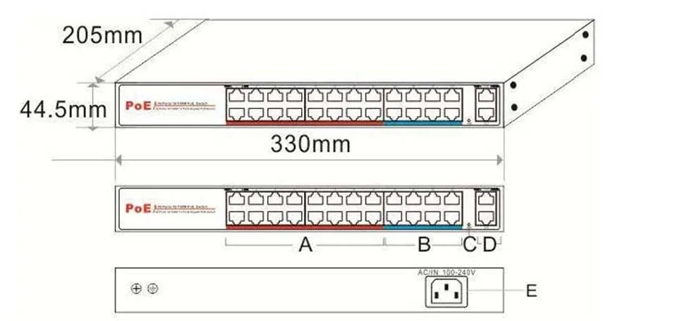 16 Порты и разъёмы 10/100 Мбит/с PoE коммутатор с 2 Gigabit Ethernet 10/100/1000 м RJ45 + 8 сетевой интерфейс