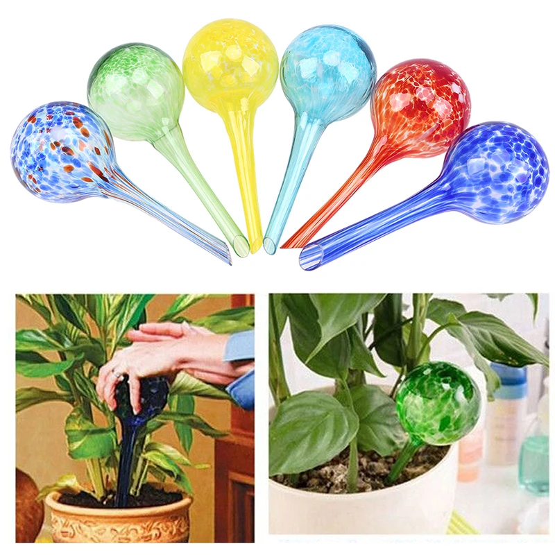 

WHISM Self Watering Glass Water Cans Globe Plant Water Bulbs Shape Watering Device Automatic Irrigation Tools Garden Supplies