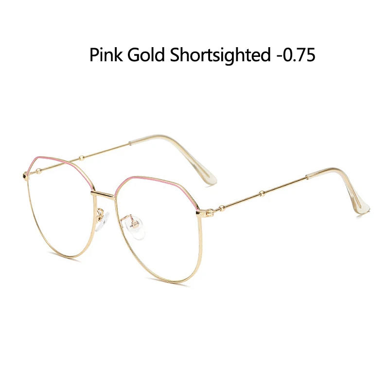 Zilead ретро металл полигон Fnished близорукость очки для женщин и мужчин четкие близорукие очки дальнозоркость очки - Цвет оправы: pink gold myopia0.75