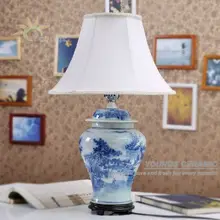 Античная голубая и белая фарфоровая Керамическая Настольная лампа для отеля сделано в цзиндэчжэне