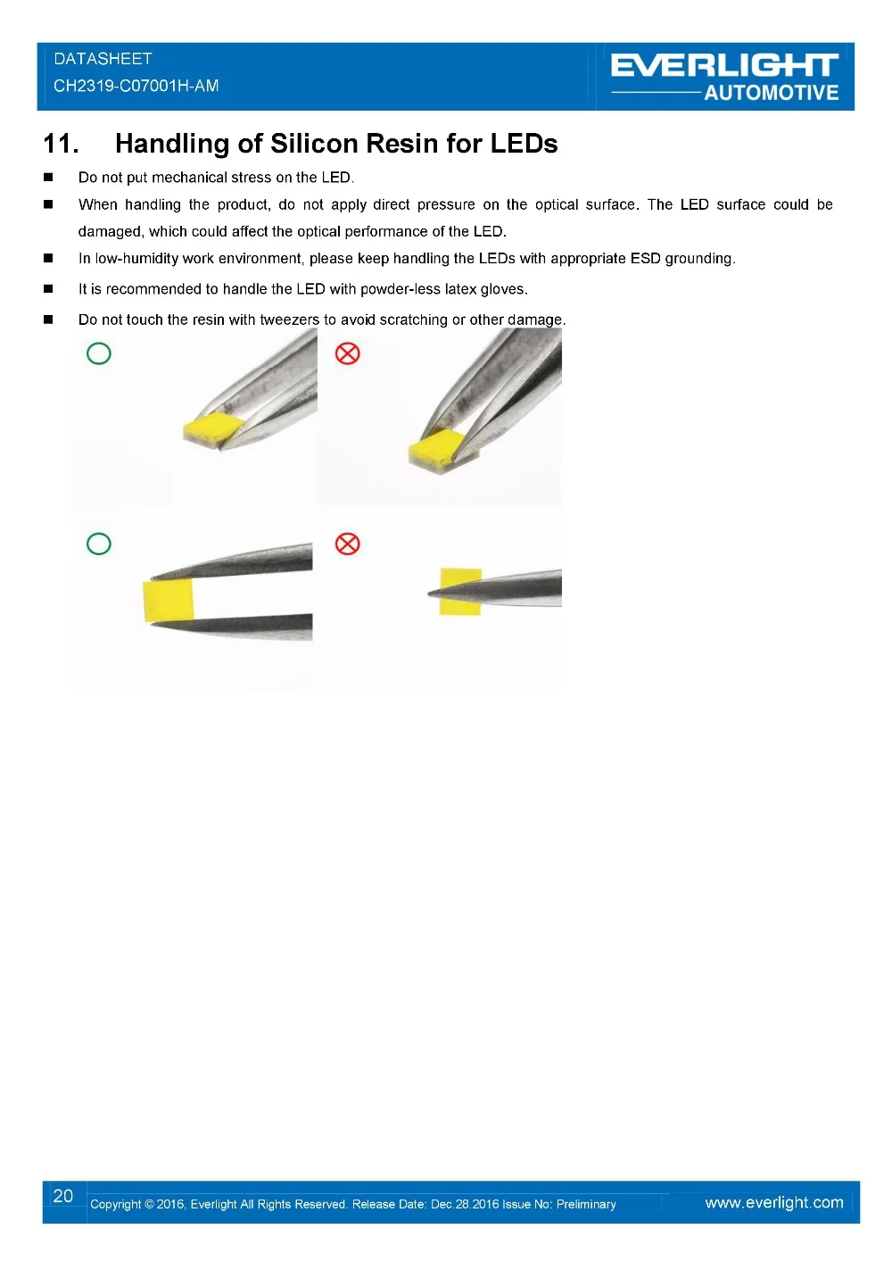 3 шт./лот Минимальная Размер 3 W EVERLIGHT CH2319 заменить osram зэс 2016 3 V светодиодный лампы подходит для освещения хорошо флип чип lumi светодиодный s H7