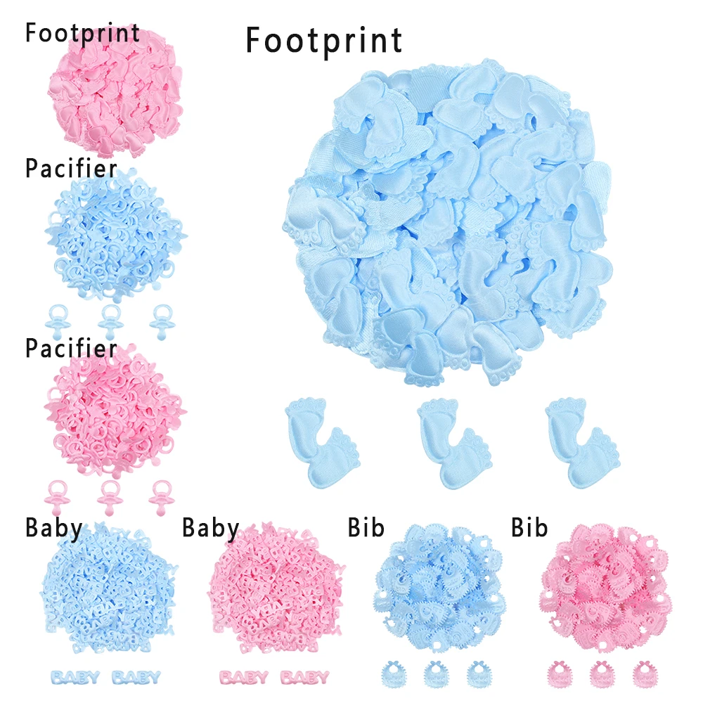 100pcs/pack Baby Shower Confetti Table Party Sprinkles Birthday Footprint, Pacifier, Baby, Bib Style Boy Girl Baby Shower Decor