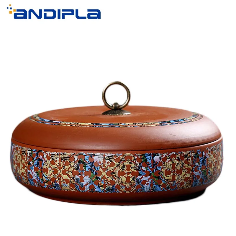 

Vintage Purple Clay Tea Set Ceramic Tea Caddy Puer Tea Cans Tea Cake Storage Jar Sealed Box Container Kitchen Accessories