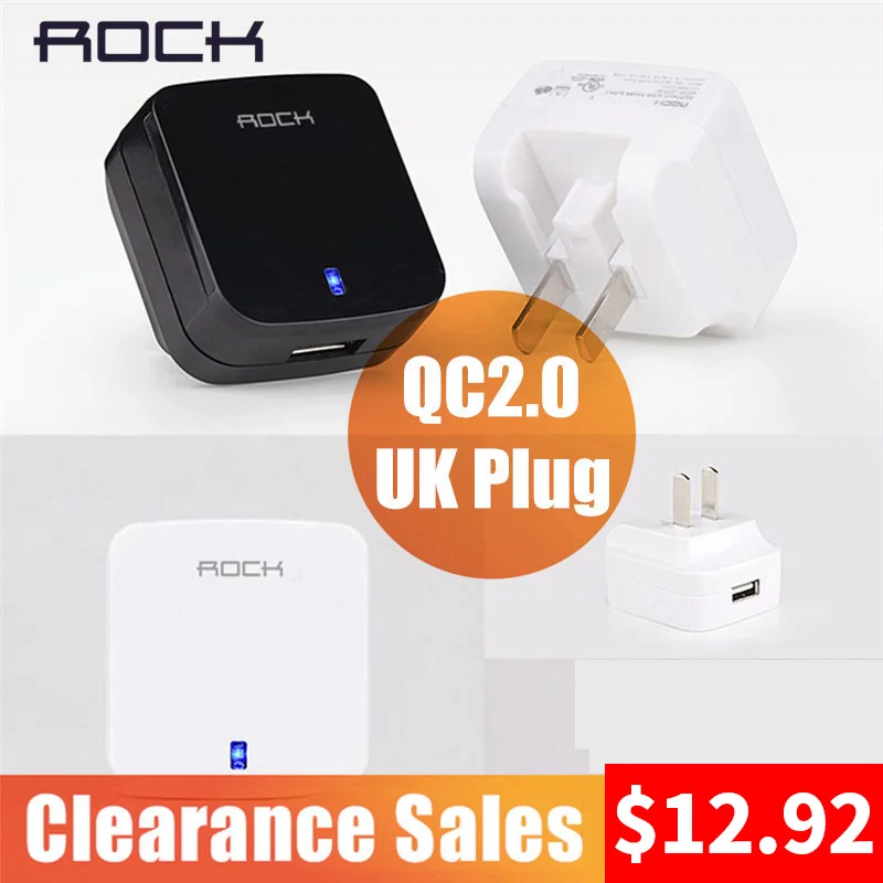 

Clearance Sales Rock UK Fast Phone Charger for Qualcomm Quick Charger 5V2A Travel USB Charger for Samsung/Xiaomi Clearance 49%