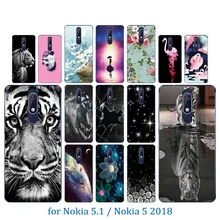 Flexible de lujo para Nokia 5,1 nuevo diseño perfecto patrón de tigre cubierta trasera suave para Nokia 5 2018 fundas de teléfono mate proteger Funda(China)