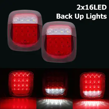 

One pair 16 LED Stop Tail Turn Signal Backup Clearance Stop Signal Marker Light Lamp Red White