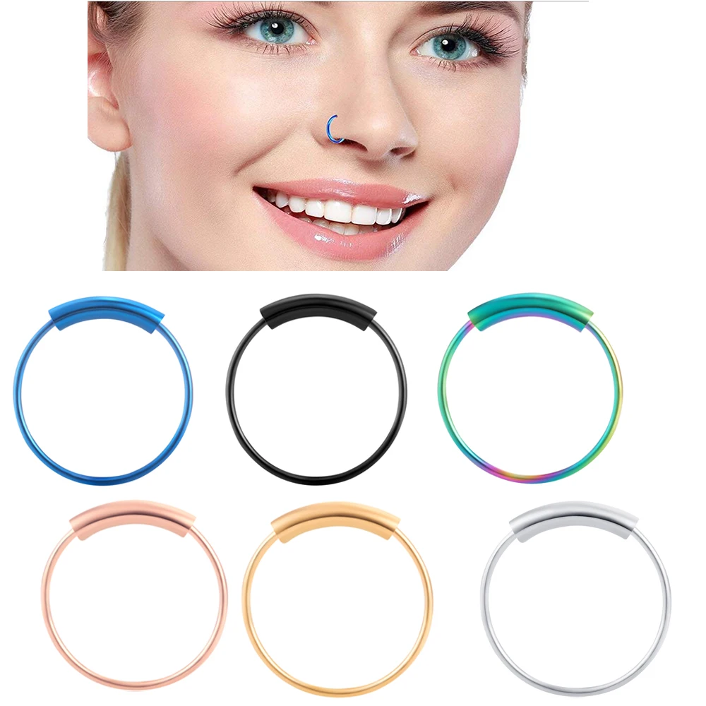 

JUNLOWPY Stainless Steel Hinged Clicker Seamless Piercings Nose Hoop Ring Lip Eyebrow Tragus Segment Ear Rings Body Jewelry 1pcs