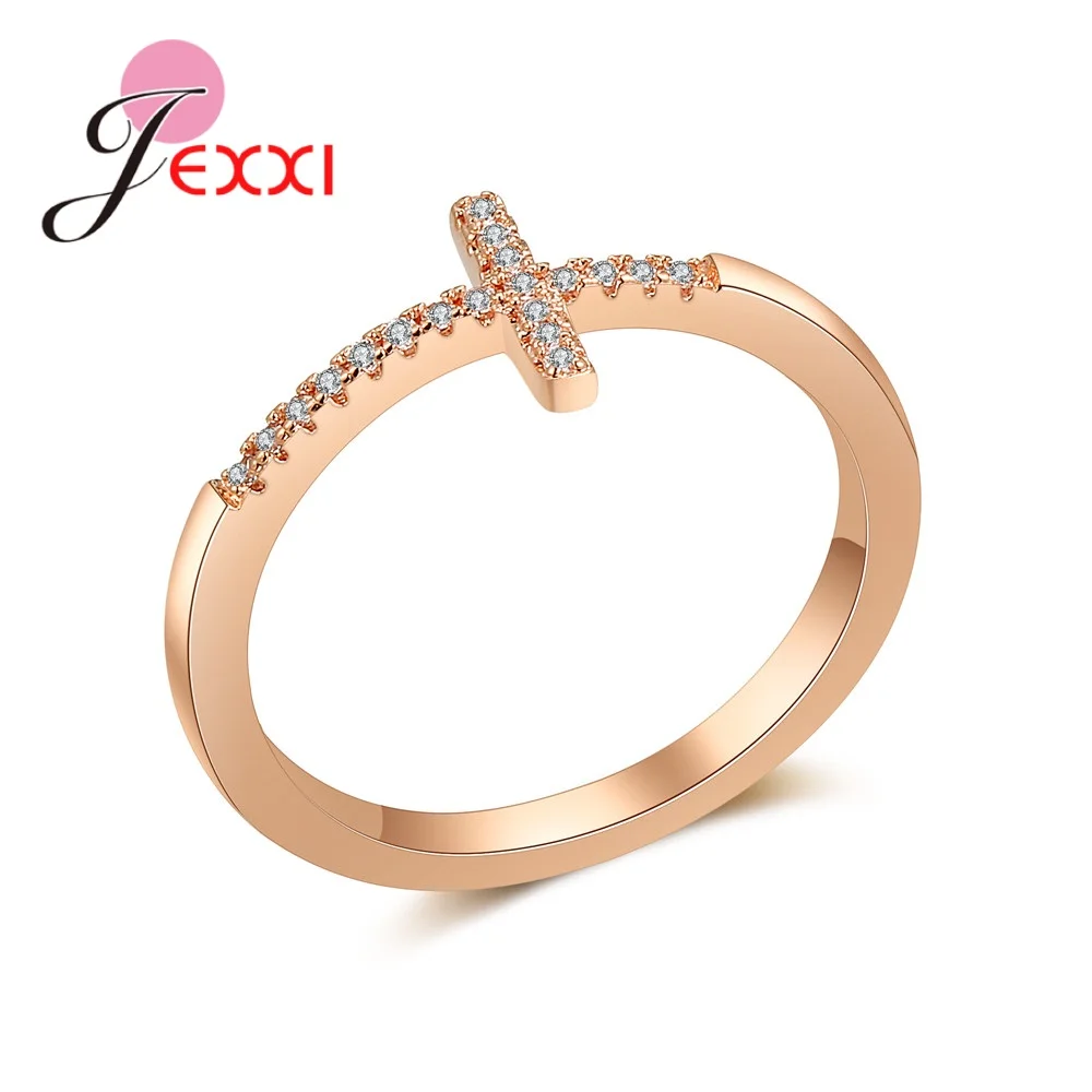 

New Fashion Rose Gold Color Ring Jesus Cross Letter Bible Wedding Band Ring Anel Anillo Men Women Wholesale Promotion