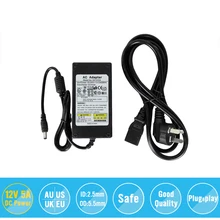 Europe US UK High Quality Universial AC For DC 12V 5A 60W Power Supply Charger Adaptor For CCTV Camera Free Shipping