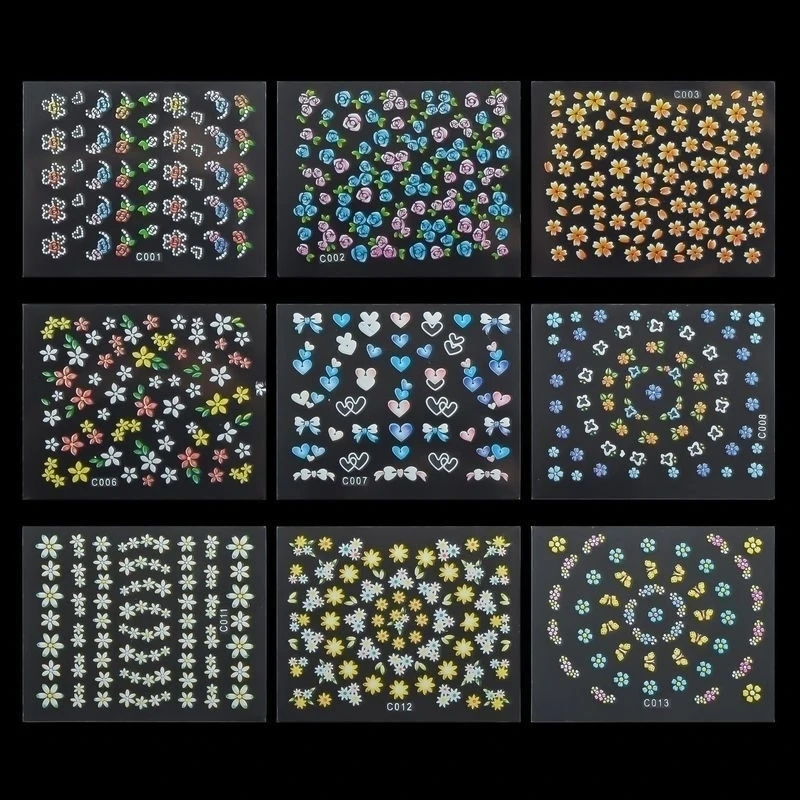 30 Sheets Nail Art 3D Stickers Flowers Design Manicure Tips Decal Decorations (1)