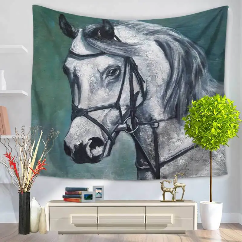 Polyester Tapestry Printed Horse Home Decoration Wall Hanging Blankets Hanging Multifunctional