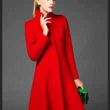 Ассортимент европейских и американских курток, черные, красные, большие размеры, женские зимние шерстяные пальто