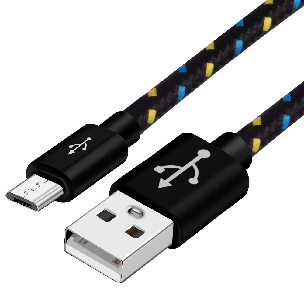 المصغّر usb كابل 1 m 2 m 3 m النايلون سريع مزامنة بيانات كابل الشاحن الحبل لسامسونج Xiaomi LG HTC سلك Microusb الهاتف المحمول الكابلات