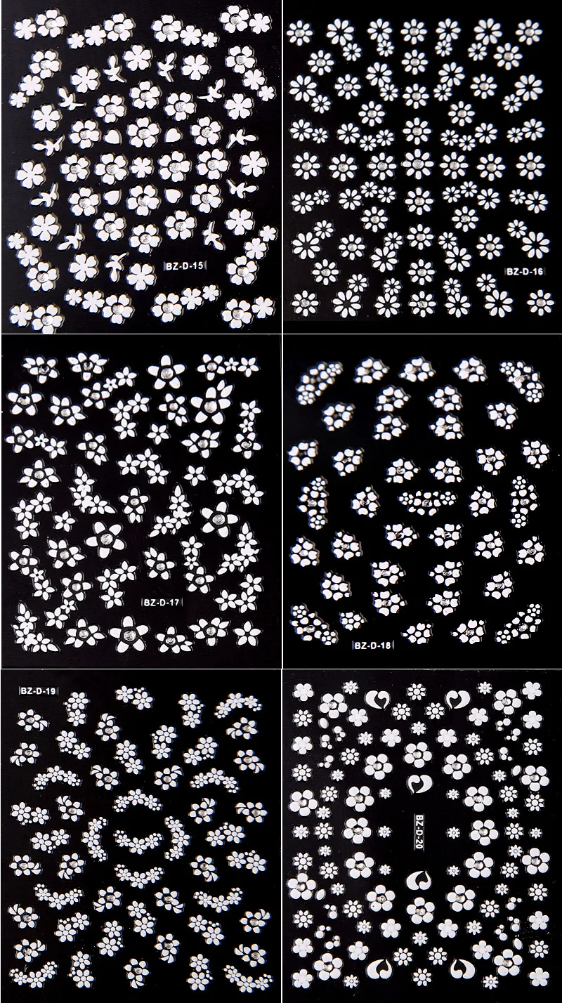 Новые 30 шт ногтей 3D наклейки на ногти цветок красота Микс Дизайн белый кружевной маникюр декоративные наклейки для ногтей Unghie DIY Инструменты для лака