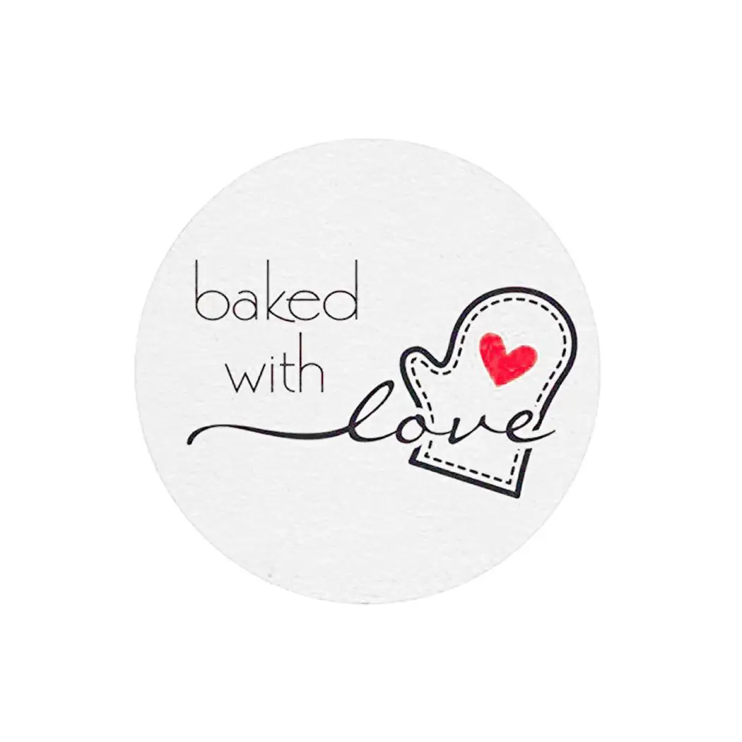 

Round Baked with Love Stickers DIY Cake Baking Cookies 70g Gift Box Labels Sticker 2.5cm/1.0inch Letters
