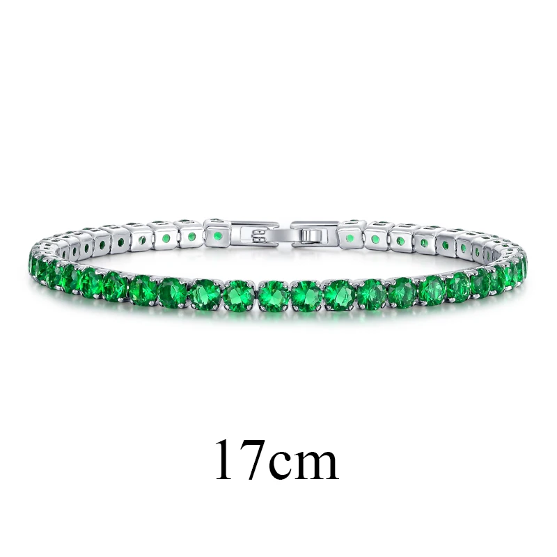 UMODE модные очаровательные теннисные браслеты для женщин и мужчин, красочные циркониевые ювелирные изделия, браслеты с цепочкой, подарки, Pulseira Feminina AUB0097 - Окраска металла: Emerald 17cm