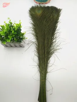 

EMS free shipping 500pcs30-34 inches / 75-85cm high quality natural Olive green peacock feathers, peacock feather centerpieces