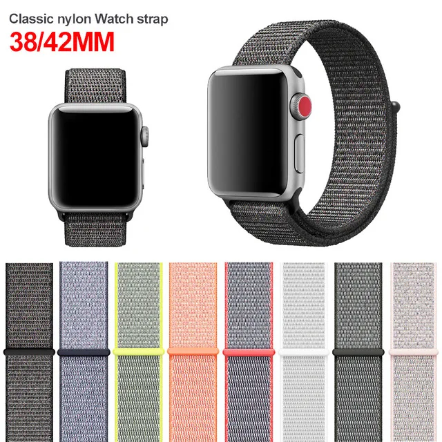 

New Arrival Colors Nylon Sport Loop Replacment Band for Apple Watch Series 1/2/3 Lightweight Soft Breathable Woven Strap 38/42mm