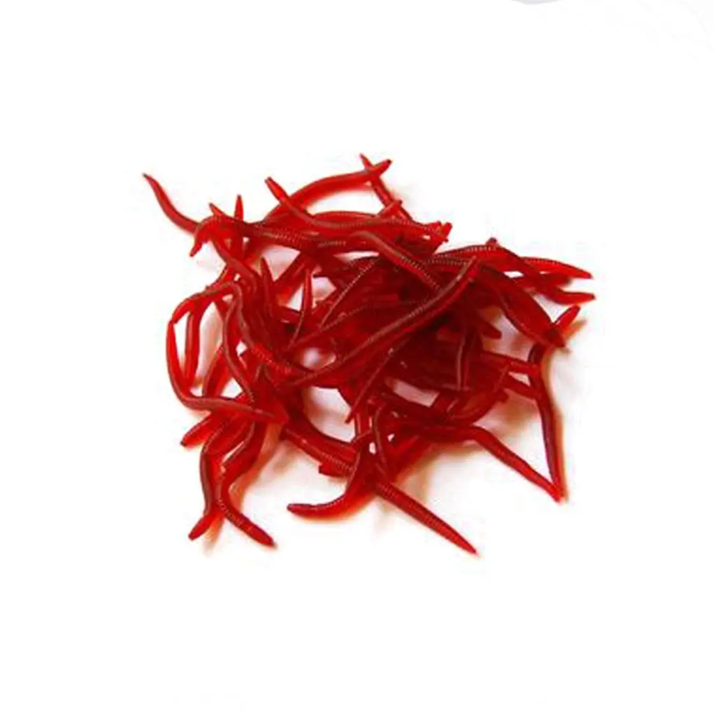 

100pcs 4.5cm Bloodworm Soft Fish Bionic Baits PVC Earthworm Fish Baits Lures Red