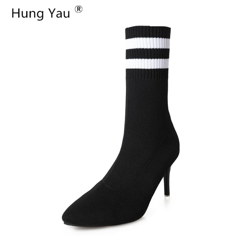 

Hung Yau Fashion Gladiator High Heels Women Pumps Lady Pointed-Toe Sandal Booties Pumps Black Shoes Woman Roman Boots Size 35-39