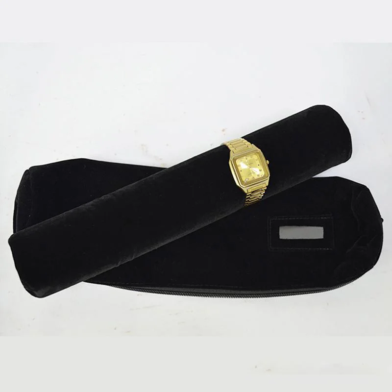 Organizer Black Velvet Jewelry Display Travel Roll Bag Portable Storage Case For Bracelet Bangle Watch Chain Stand Holders Rack Jewelry Packaging