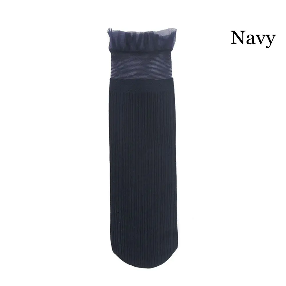 Весенние новые женские модные носки 1 пара одноцветные кружевные цветочные женские мягкие милые длинные носки женские летние тонкие сетчатые носки - Цвет: Navy