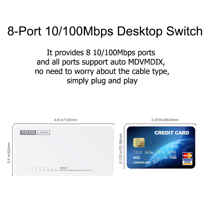 Totolink S808 8 Port 10 100mbps Desktop Switch Full Half Duplex Fast Ethernet Mini Switch For Wired Home Network Plug And Play Desktop Switch Mini Ethernet Switchmini Switch Ethernet Aliexpress