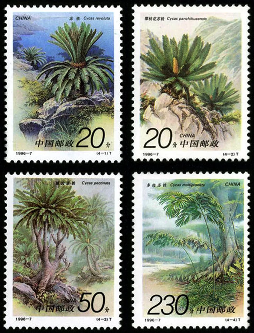 4 шт набор Cycad 1996-7 Почта Китая штампы почтовая коллекция