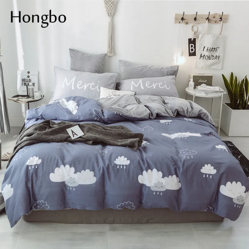 

Hongbo Crystal Flannel Bedding Sets Cloud Pattern Bed Sheet Duvet Cover Bedclothes Fitted Sheet