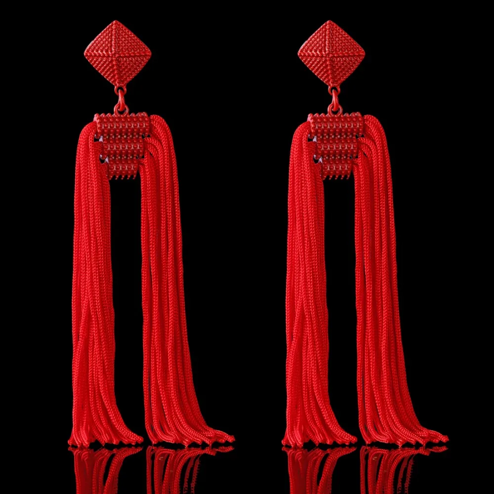 

MINHIN Fashion Tassel Earrings Statement Long Pendant Earrings Wedding Jewelry 5 Colors Vintage Boho Earrings Drop Shipping