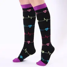 Новые дышащие длинные Компрессионные носки с принтом в виде разноцветных сердечек и точек для мужчин и женщин
