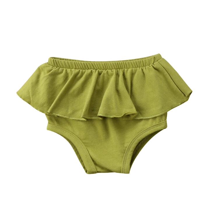Шорты-шаровары для новорожденных девочек повседневные однотонные милые шорты с оборками для маленьких девочек от 0 до 24 месяцев - Цвет: Армейский зеленый