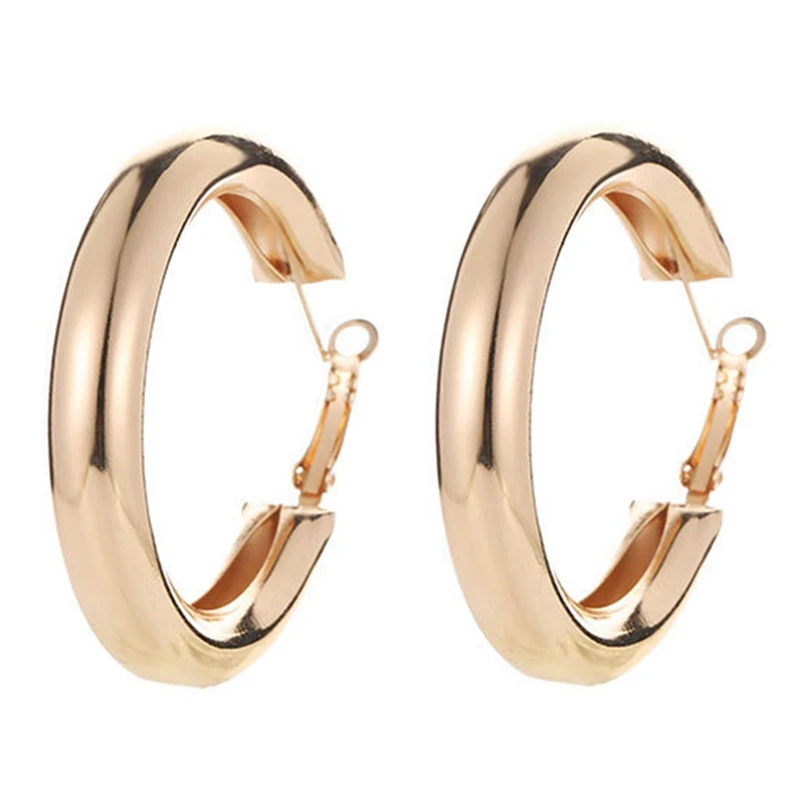 

OL Styles 50MM Big Gold Hoops Earrings Minimalist Thick Tube Round Circle Rings Earrings For Women Zinc Alloy Trendy Hiphop Rock