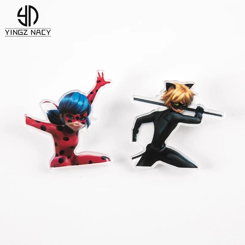 

Cartoon Couple Miraculous Ladybug Brooches For Women Cute Ladybug Chat Noir Lapel Pin Denim Jackets Collar Badge Icon Packback