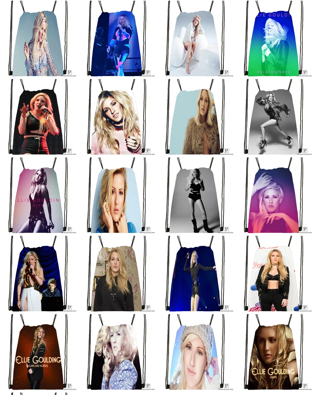 Custom Ellie Goulding guns and Horses походная сумка на шнурке Cute Daypack Kids Satchel(черная спина) 31x40 cm#180531-04-60