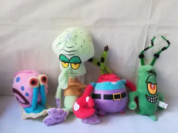 

cartoon figures SpongeBob ,Patrick,Eugene H. Krabs,Sheldon J. Plankton,Squidward Tentacles,Gary plush toy , birthday gift w2036