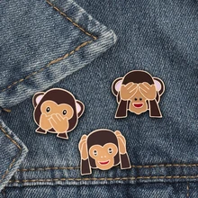 3 шт./компл. стильная футболка с изображением персонажей видеоигр Броши с обезьянками необычный внешний вид глаза уши Pout эмаль на булавке на рюкзак металлический значок куртки штырь отворотом ювелирные изделия