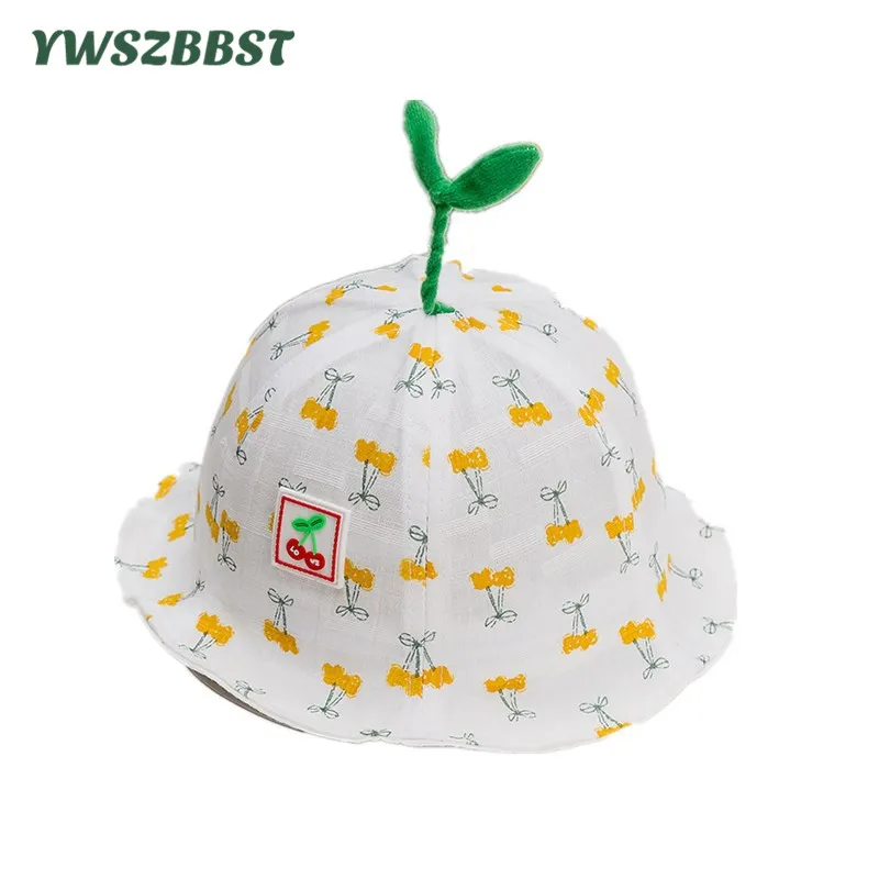 

New Spring Summer Girls Sun Hats Bow Small Floral Children Cotton Bucket Hats Boys Sun Cap Kids Fisherman Hat