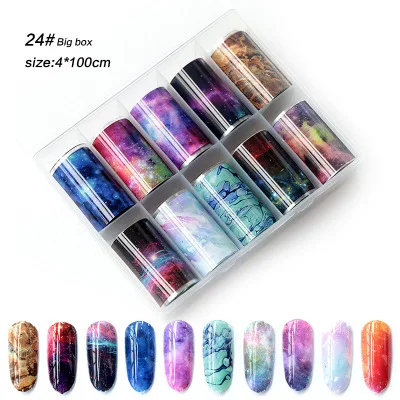 

New Arrival Set of 10 Rolls Starry Sky Nail Mixed Pattern Shiny Holographic Nail Art Transfer Sticker DIY Nail Tips Decorations